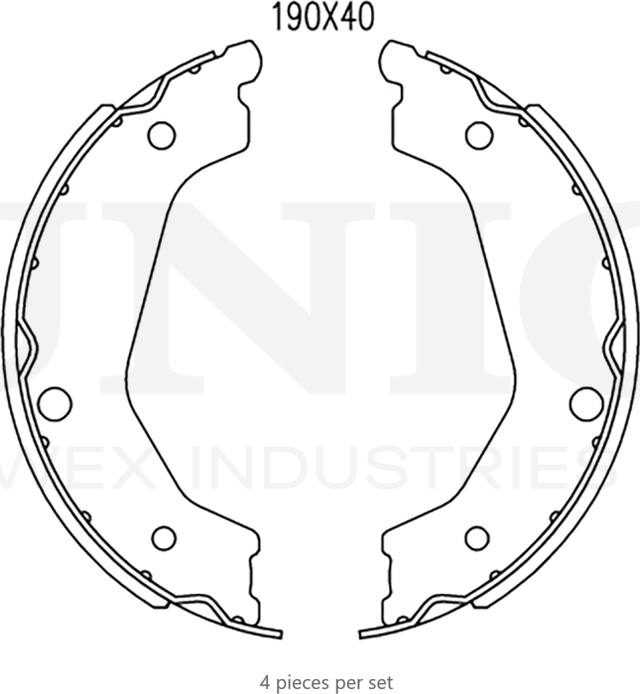 Колодки тормозные барабанные, комплект (Unio). Артикул BRP-10037