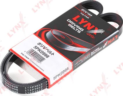 Приводной ремень поликлиновой LYNXauto. Артикул 5PK0998