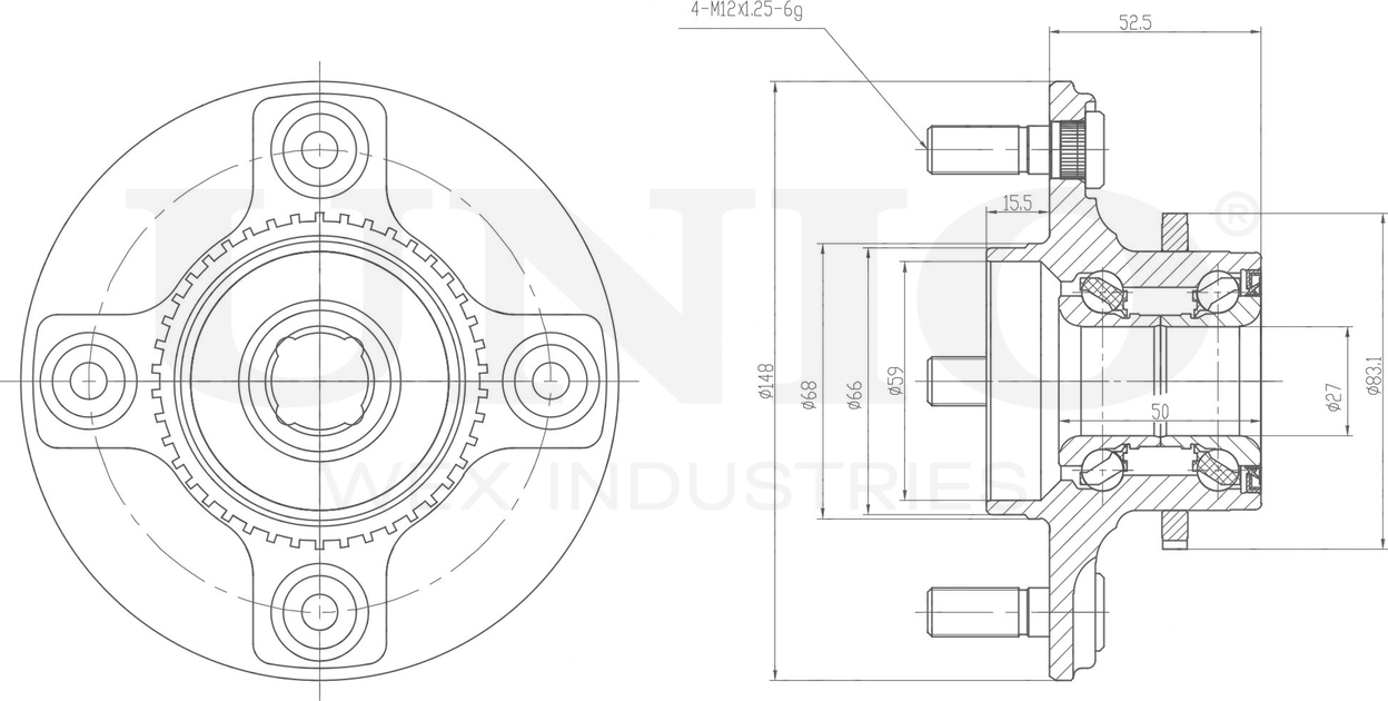 Ступица колеса с интегрированным подшипником (Unio). Артикул HUB-20175