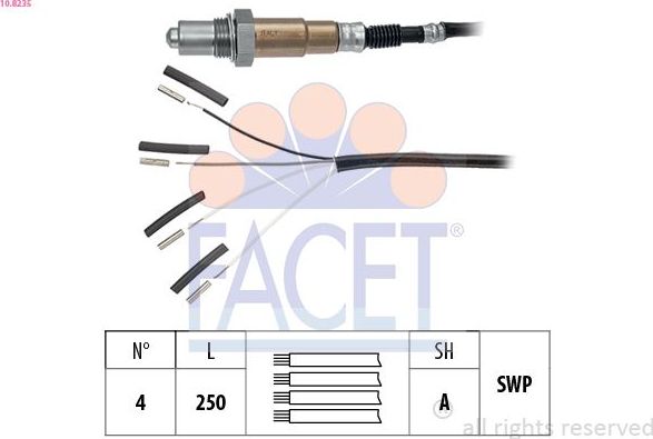 Лямбда-зонд (кислородный датчик) Facet Made in Italy - OE Equivalent. Артикул 10.8235