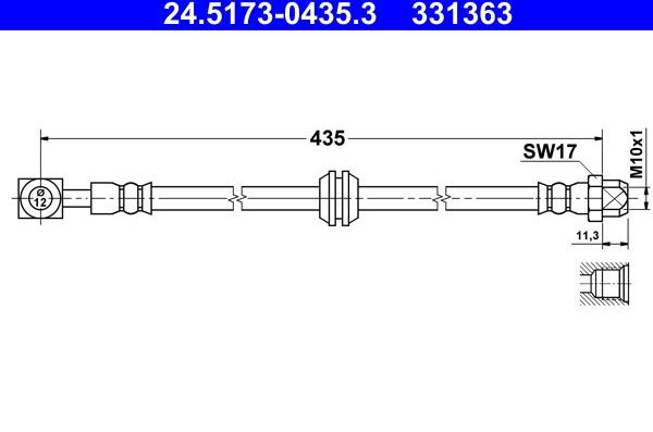 Тормозной шланг ATE задний для MINI Hatch I ((R50, R53) 2001-2003. Артикул 24.5173-0435.3