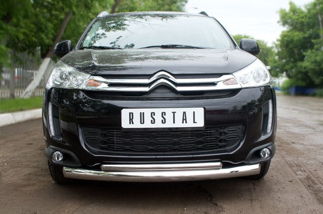 Защита RusStal переднего бампера d76/42 для Citroen C4 Aircross 2012-2017. Артикул C4Z-000553
