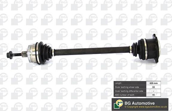 Полуось (привод в сборе, приводной вал) BGA. Артикул DS9622RA