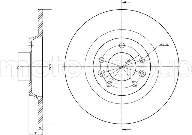 Тормозной диск Metelli. Артикул 23-0795C