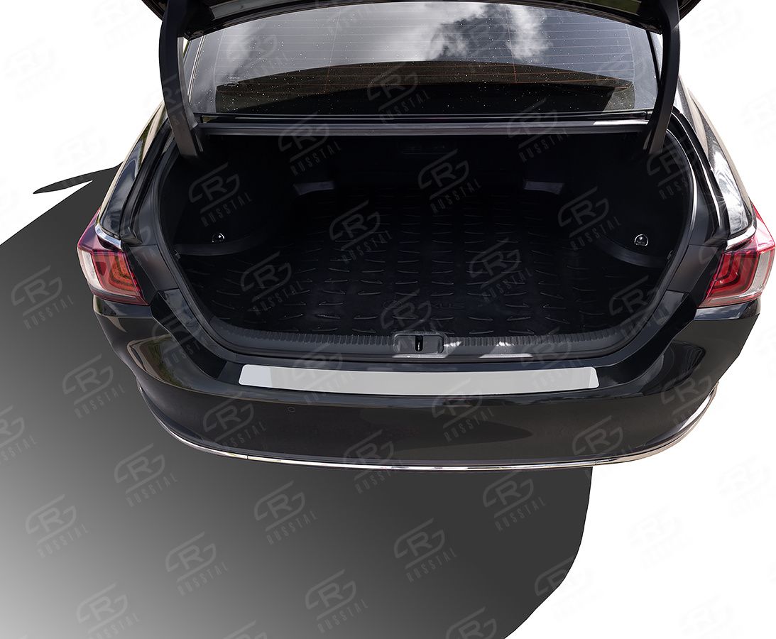 Накладка на задний бампер RusStal для Lexus ES200/250/350 2018-2026 (нерж. зеркало). Артикул LEXESN-003481