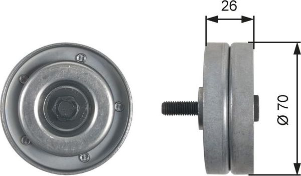 Направляющий (ведущий) ролик приводного поликлинового ремня Gates DriveAlign®. Артикул T36466