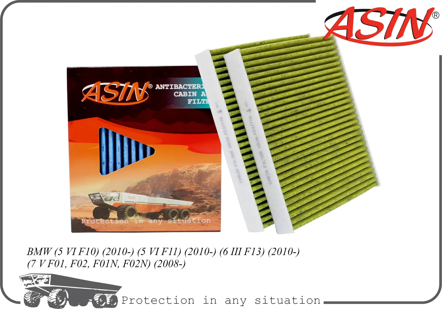 Фильтр салонный (антибактериальный, угольный(2шт) (Asin). Артикул ASINFC2777A