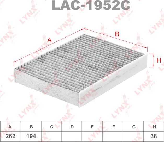 Салонный фильтр LYNXauto для Renault Trafic III 2014-2026. Артикул LAC-1952C