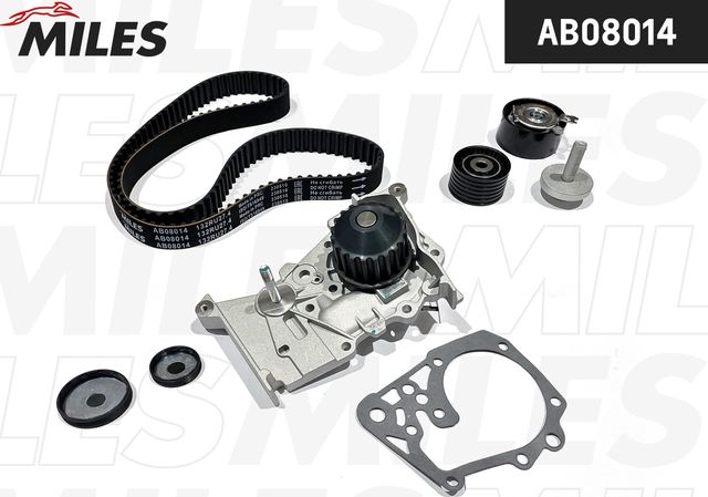 Помпа (водяной насос) с комплектом ремня ГРМ Miles. Артикул AB08014