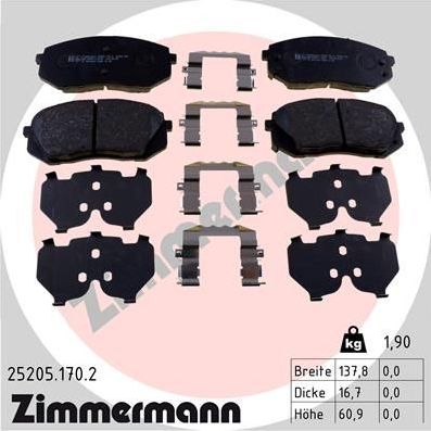 Тормозные колодки Zimmermann. Артикул 25205.170.2