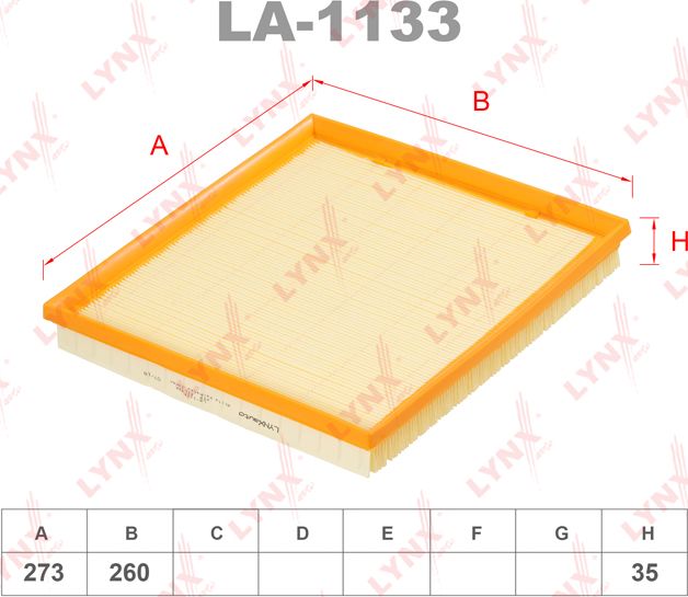 Воздушный фильтр LYNXauto для BMW X6 II (F16) 2014-2019. Артикул LA-1133