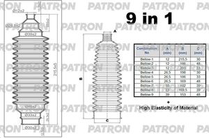 Пыльник рулевой рейки Patron передний правый/левый для Volkswagen Jetta VI 2010-2019. Артикул PSE6423
