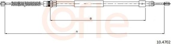 Трос ручника (тросик ручного тормоза) Cofle. Артикул 10.4702