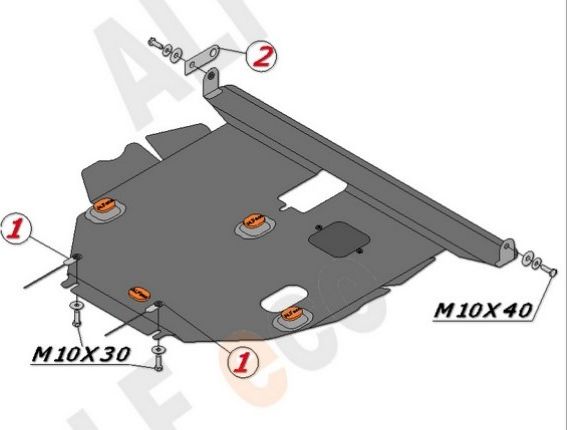Защита алюминиевая Alfeco для картера и КПП Geely Emgrand EC7 2012-2016. Артикул ALF.08.04al