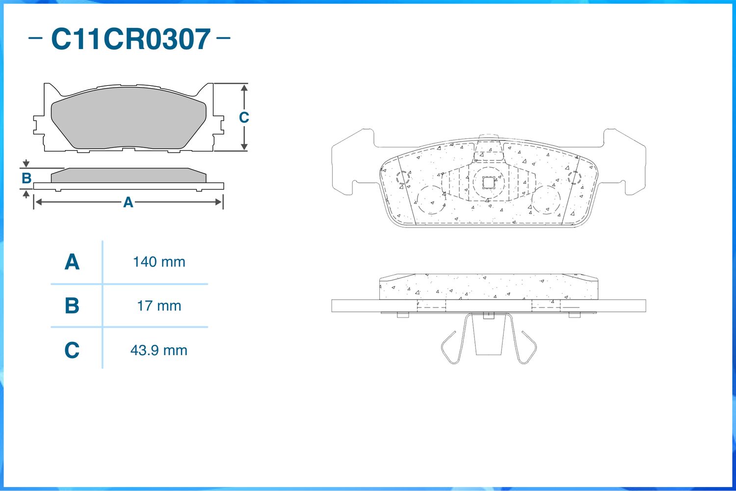 Колодки тормозные передние (Cworks). Артикул C11CR0307