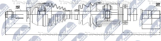 Полуось (привод в сборе, приводной вал) NTY для Ford Tourneo Connect I 2002-2013. Артикул NPW-FR-054