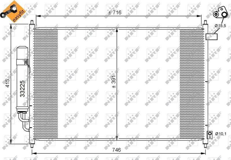 Радиатор кондиционера (конденсатор) NRF (алюминий). Артикул 35866