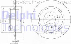 Тормозной диск Delphi задний для Chevrolet Cruze I 2009-2015. Артикул BG4199C