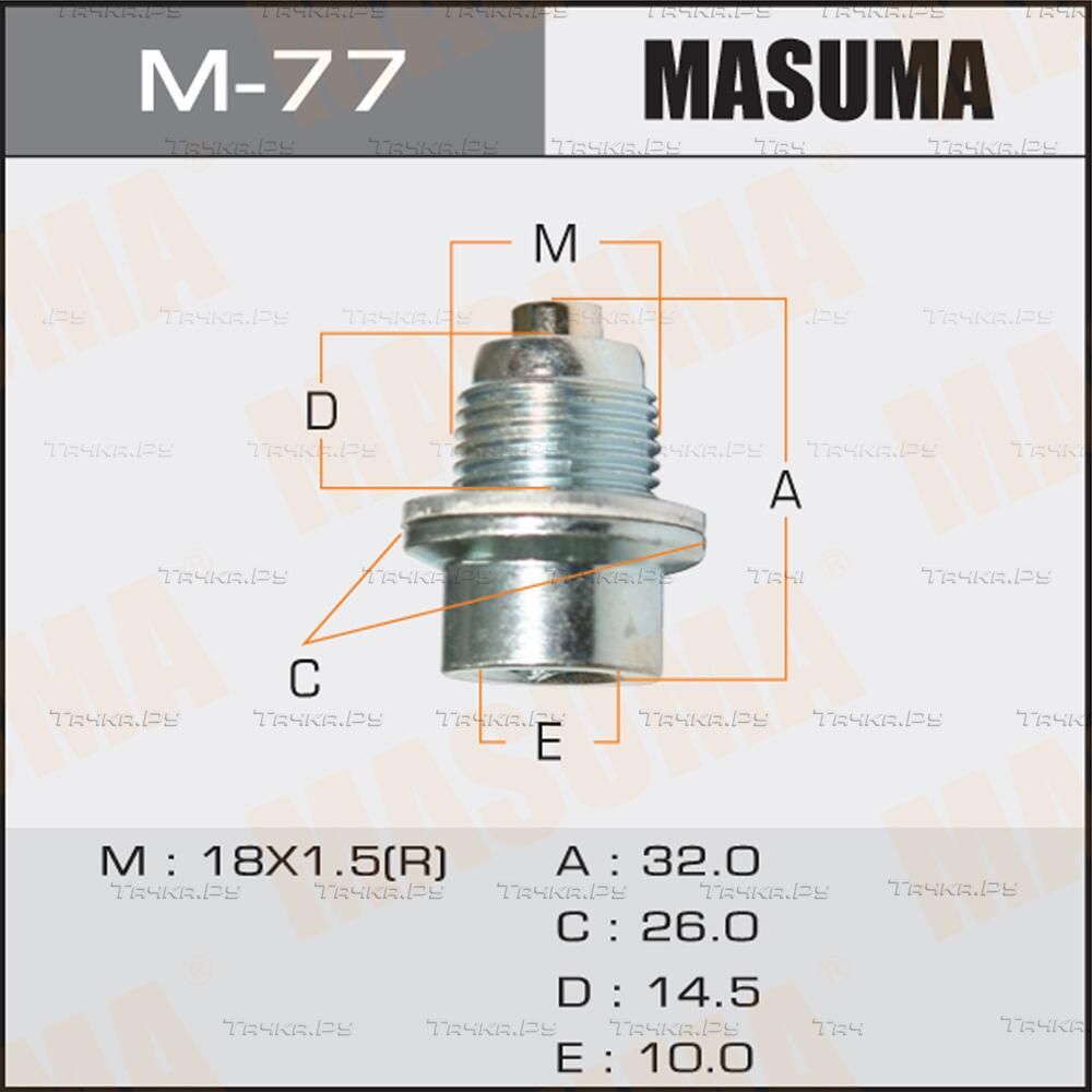 Сливная пробка масляного поддона двигателя Masuma для Honda Integra III 1997-2001. Артикул M-77