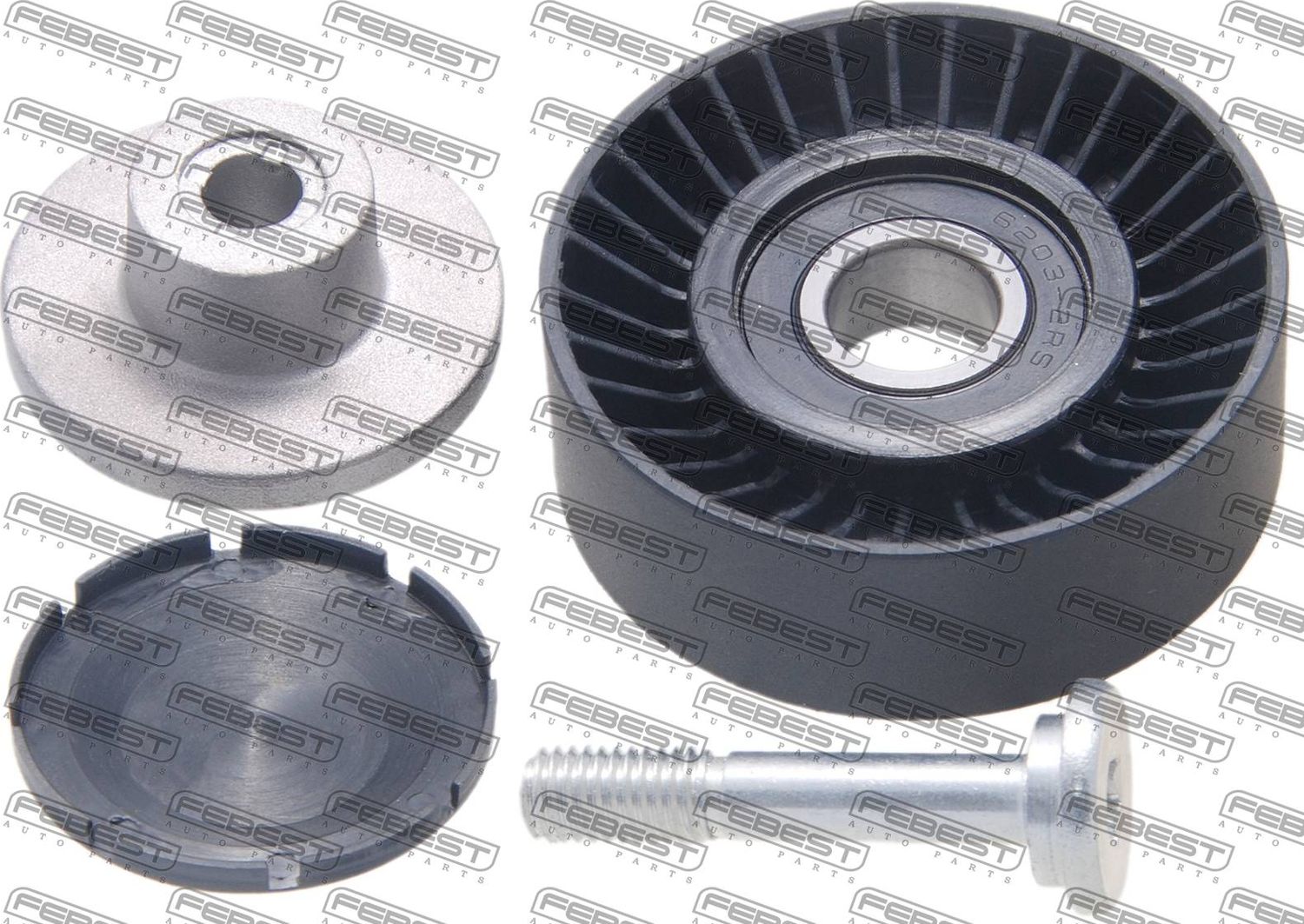 Направляющий (ведущий) ролик приводного поликлинового ремня Febest. Артикул 1988-E83