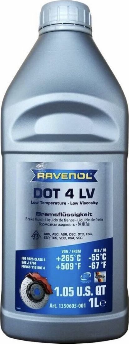 Тормозная жидкость DOT 4 LV (1л) (Ravenol). Артикул 4014835862326