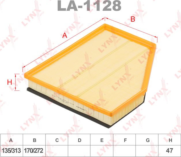 Воздушный фильтр LYNXauto. Артикул LA-1128