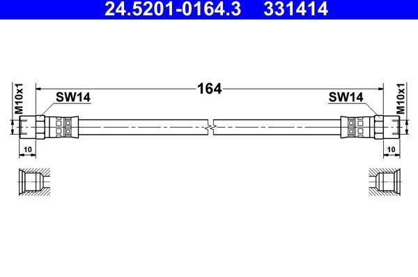 Тормозной шланг ATE для Volkswagen Scirocco II 1980-1989. Артикул 24.5201-0164.3