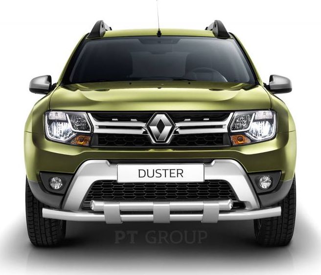 Защита PT Group переднего бампера двойная с пластинами d63/63 (НПС) для Renault Duster 2016-2020. Артикул RDU220204