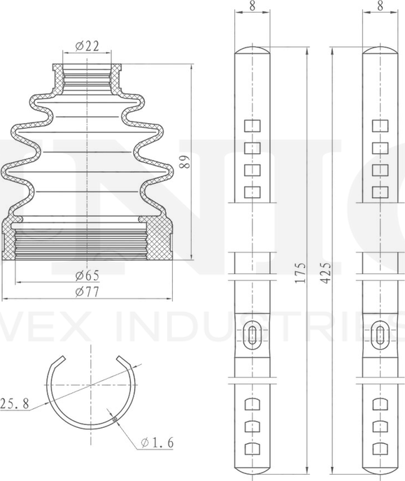 Пыльник ШРУС, комплект (Unio). Артикул DUC-30032K