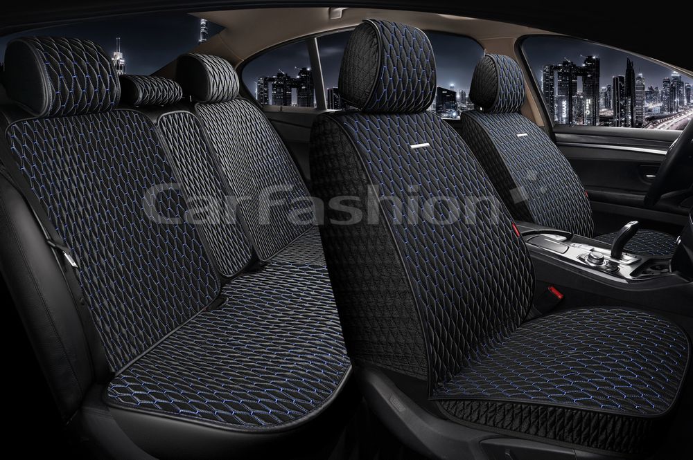 Накидки универсальные CarFashion Iceberg Plus для авто, цвет Черный/Черный/Синий. Артикул 22716