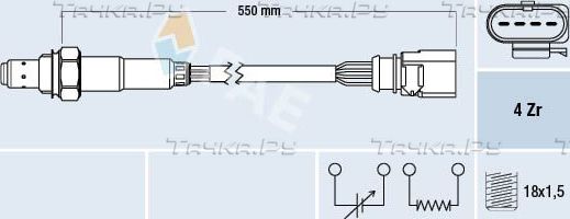 Лямбда-зонд (кислородный датчик) FAE для Volkswagen Golf VI 2007-2013. Артикул 77439