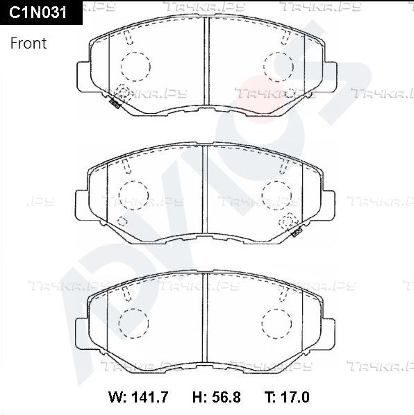 Тормозные колодки Advics передние для Honda Civic X 2016-2026. Артикул C1N031
