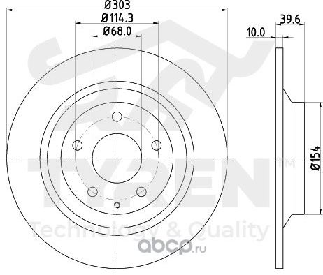 Тормозной диск (Tyren). Артикул TYR1014601