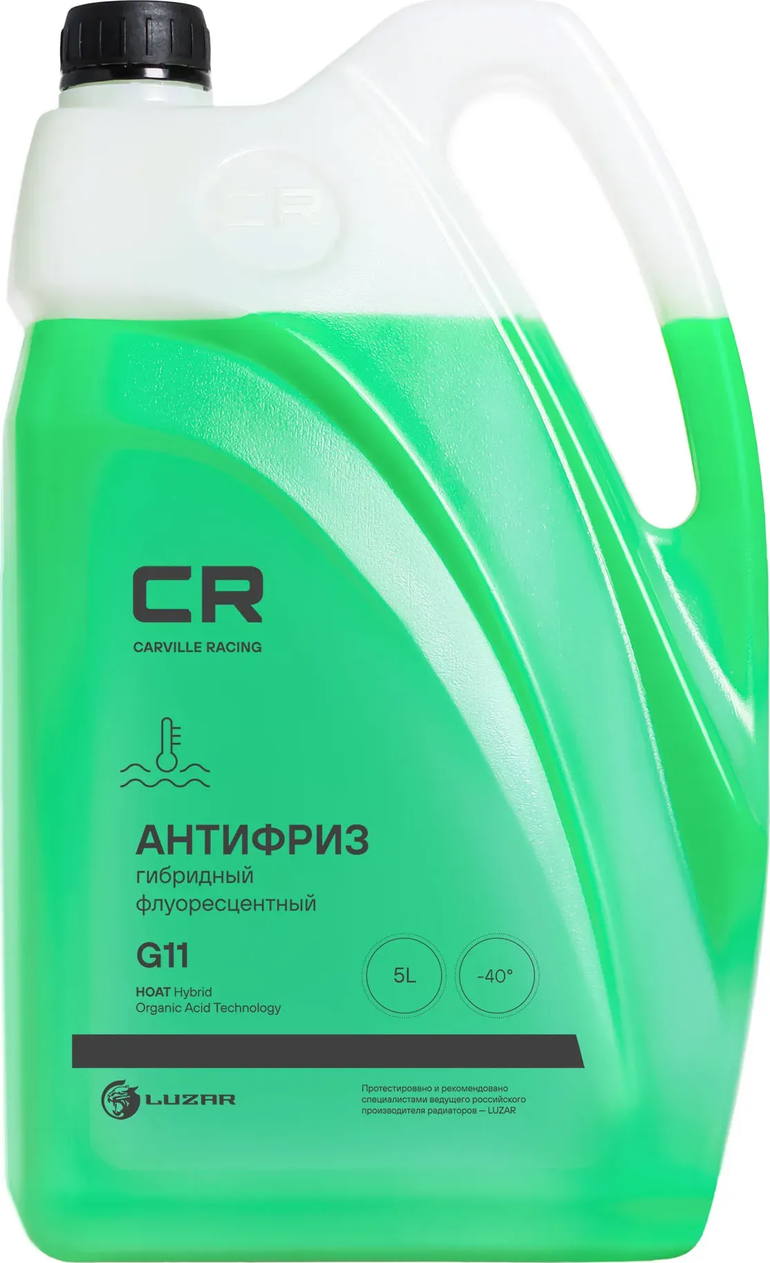 Антифриз, готовый раствор CR G11 гибридн. флоур., зеленый -40°С, 5л/5.37кг (Carville Racing). Артикул L2018105