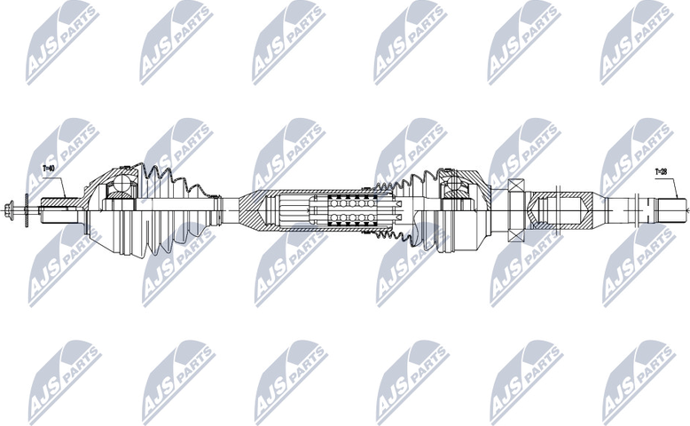 Полуось (привод в сборе, приводной вал) NTY. Артикул NPW-VV-058