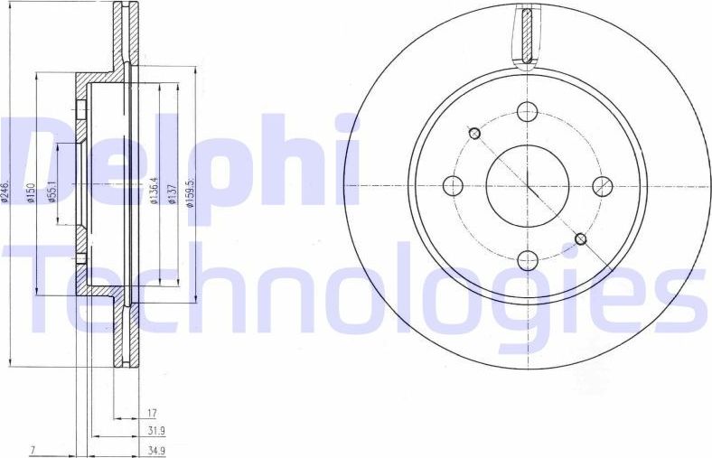 Тормозной диск Delphi. Артикул BG4128
