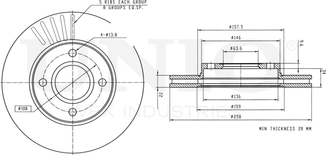 Диск тормозной (Unio). Артикул BRD-20032