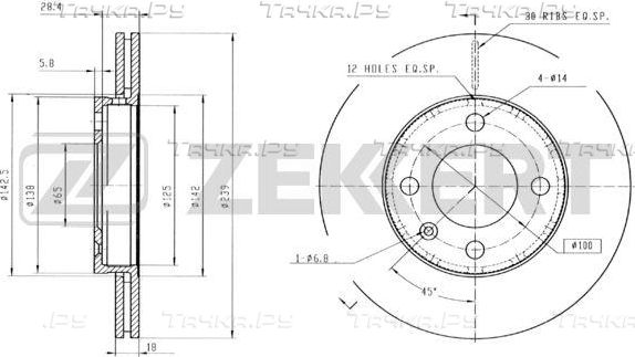 Тормозной диск Zekkert. Артикул BS-5127