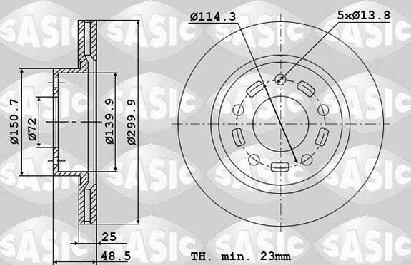 Тормозной диск Sasic передний для Mazda 5 II (CW) 2010-2015. Артикул 6106113