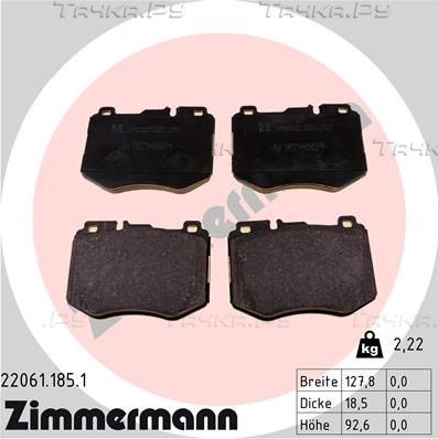 Тормозные колодки Zimmermann передние для Mercedes-Benz GLC Coupe I (C253) 2016-2019. Артикул 22061.185.1