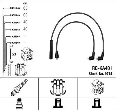 Высоковольтные провода (провода зажигания) (комплект) NGK для Kia Sephia I 1993-1997. Артикул 0714