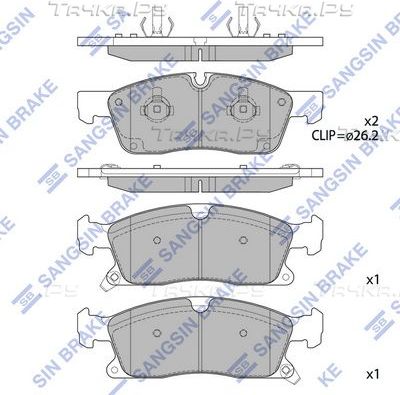 Тормозные колодки Sangsin Hi-Q передние для Jeep Grand Cherokee IV (WK2) 2010-2026. Артикул SP1945