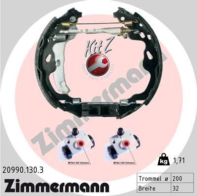 Тормозные колодки Zimmermann KIT Z задние для Citroen C1 II 2014-2026. Артикул 20990.130.3