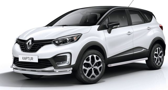 Защита Rival переднего бампера d57+d42 для Renault Kaptur 2016-2020. Артикул R.4704.001