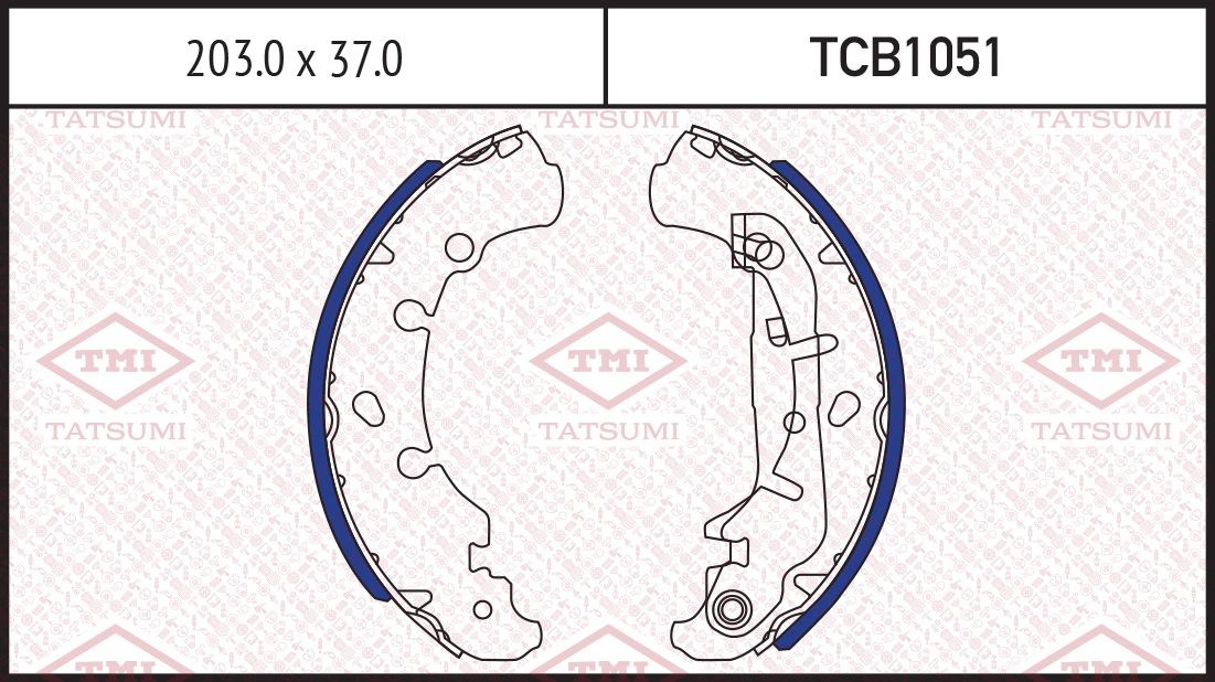 Тормозные колодки барабанные FORD FIESTA 1.25-1.8D 95-/FUSION 1.25-1.6D 00-/MAZD (Tatsumi). Артикул TCB1051