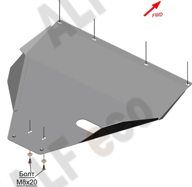 Защита алюминиевая Alfeco для картера Toyota Mark II (X100) 1996-2000. Артикул ALF.24.39 AL4