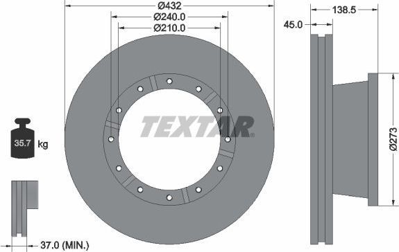 Тормозной диск Textar передний/задний для IVECO EuroTech 2002-2026. Артикул 93142900