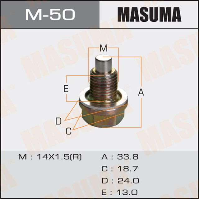 Сливная пробка масляного поддона двигателя Masuma для Suzuki Grand Vitara III 2005-2015. Артикул M-50