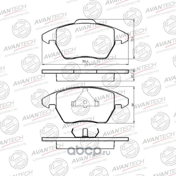 Колодки тормозные передние (Avantech). Артикул AV1902