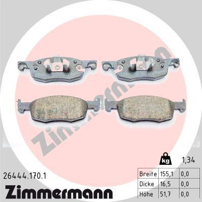 Тормозные колодки Zimmermann передние для Toyota Yaris XP210 2020-2026. Артикул 26444.170.1